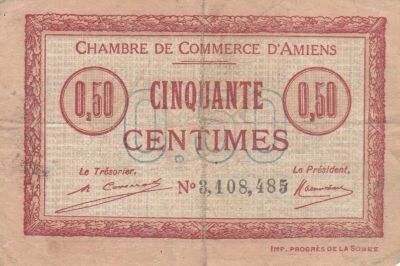 France 50 cents - Chamber of Commerce - Amiens - 1920