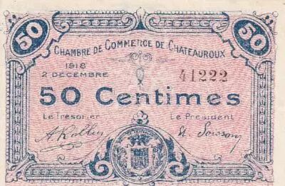 France 50 Cents - Chamber of Commerce - Ch�teauroux - 1916