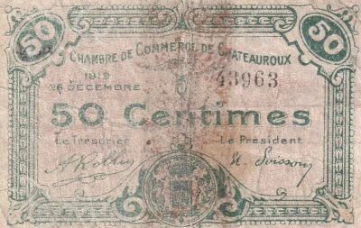 France 50 Cents - Chamber of Commerce - Ch�teauroux - 1919