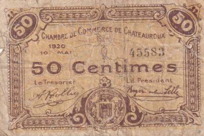 France 50 Cents - Chamber of Commerce - Ch�teauroux - 1920