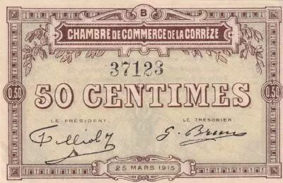 France 50 Cents - Chamber of Commerce - Corr�ze - 1915