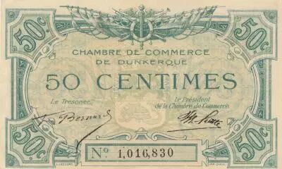 France 50 Cents - Chamber of Commerce - Dunkerque - 1918 - Serial 1.016