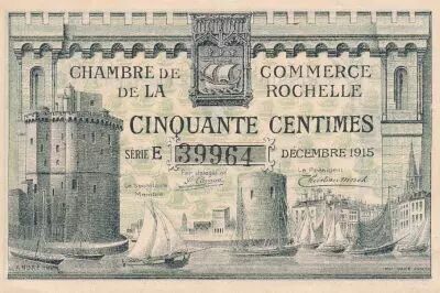 France 50 Cents - Chamber of Commerce - La Rochelle - 1915 - S�rie E