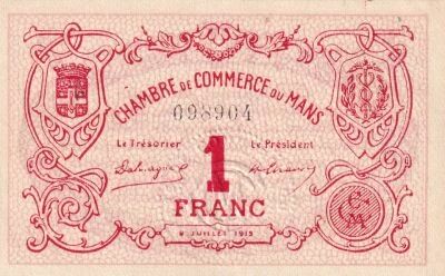 France 50 Cents - Chamber of commerce - Le Mans -  08-07-1915 - Serial 1