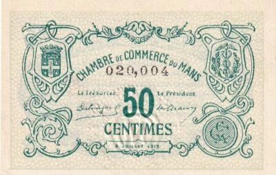 France 50 Cents - Chamber of commerce - Le Mans - 08-07-1915 - 1 �re s�rie