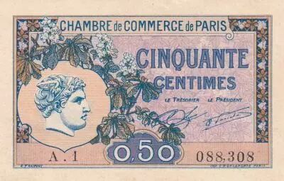 France 50 Cents - Chamber of Commerce - Paris - 1920 - S�rie A.1