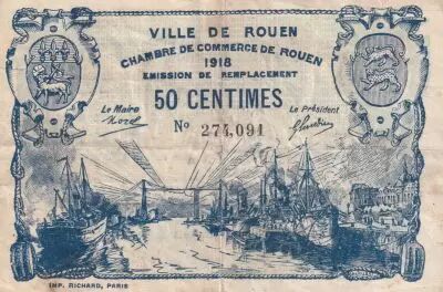 France 50 Cents - Chamber of Commerce - Rouen - n�274.091 - 1918