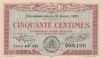 France 50 Cents - Chambre de commerce de Chambéry - Serial AF 181 - P.44-12
