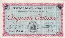 France 50 Cents - Chambre de commerce de Lure - 1917 - Serial 144 Z - P.76-18