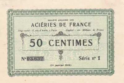 France 50 Cents - Compagnie de B�thune - 01-01-1916 - S�rie 1