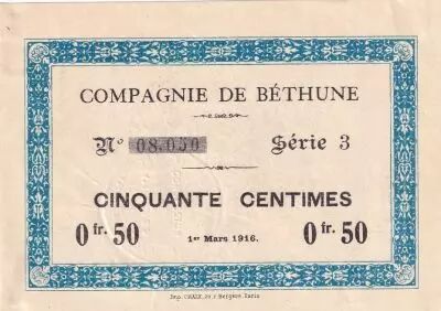 France 50 cents - Compagnie de B�thune - 01-03-1916 - S�rie 3
