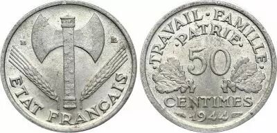 France 50 Cents - French state - Bazor - 1944 B