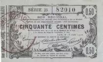 France 50 Cents - Laon - Regional Coupon - 16-06-1916 - Serial 25