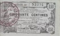 France 50 Cents - Laon - Regional Coupon - 16-06-1916 - Serial 39