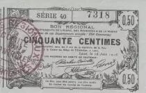 France 50 Cents - Laon - Regional Coupon - 16-06-1916 - Serial 40