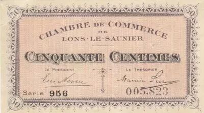 France 50 Cents - Lons-le-Saunier - Chamber of Commerce - 1918 - Serial 956