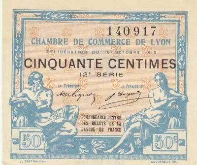 France 50 Cents - Lyon - Chamber of Commerce - 16-10-1919 - Twelfth Serial