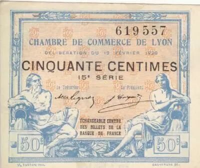 France 50 Cents - Lyon - Chamber of Commerce - 19-02-1920 - Fifteenth  Serial