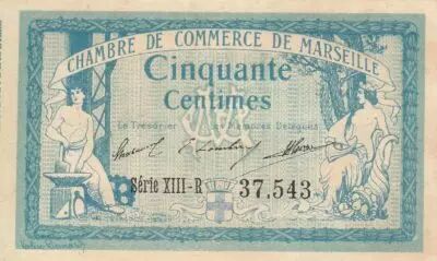France 50 Cents - Marseille - Chamber of Commerce - 05-11-1915 - Serial XIII-R