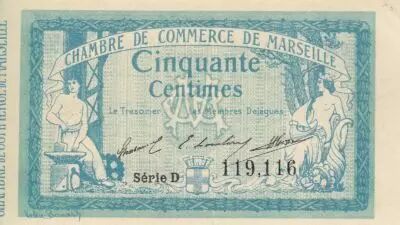France 50 Cents - Marseille - Chamber of Commerce - 12-08-1914 - Serial D