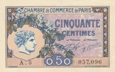 France 50 Cents - Paris Chamber of Commerce - 1920 - Serial A.5