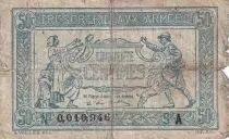 France 50 Cents - Trésorerie aux armées - 1917 - Serial A - VG+ - M.1