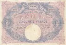 France 50 Francs - Bleu et Rose - 22-09-1917 - S&eacute;rie Q.7657