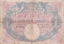 France 50 Francs - Blue and Pink - 13-02-1918 - Serial C.7894 - F - P.64