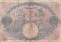 France 50 Francs - Blue and Pink - 13-02-1918 - Serial C.7894 - F - P.64