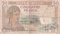 France 50 Francs - Cérès - 04-04-1940 - Série L.13076 - TB - F.18.42
