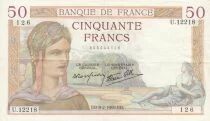 France 50 Francs - Ceres - 08-02-1940 - Series U.12218