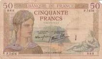 France 50 Francs - Ceres - 13-01-1938 - Serial F.7476