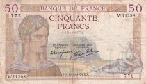 France 50 Francs - Cérès - 19-10-1939 - Serial W.11298 - P.85