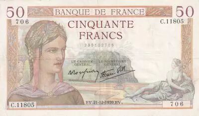 France 50 Francs - C�r�s - 21-12-1939 - S�rie C.11805