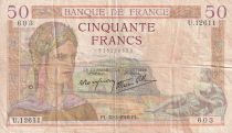 France 50 Francs - Cérès - 22-02-1940 - Serial U.12611 - F - P.85
