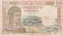 France 50 Francs - Cérès - 25-04-1935 - Série X.1488 - TB - F.17.07