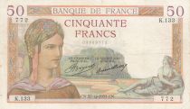 France 50 Francs - Ceres - 27-12-1934 - Serial K.133 - P.81