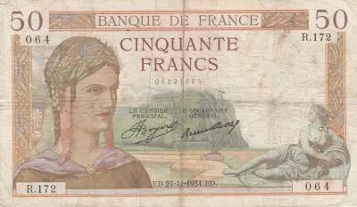 France 50 Francs - C�r�s - 27-12-1934 - S�rie R.172