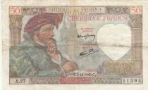 France 50 Francs - Jacques Coeur - 05-12-1940 - Series X.27