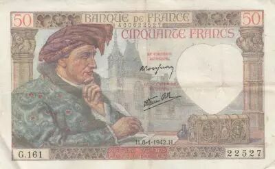 France 50 Francs - Jacques Coeur - 08-01-1942 - Serial G.161