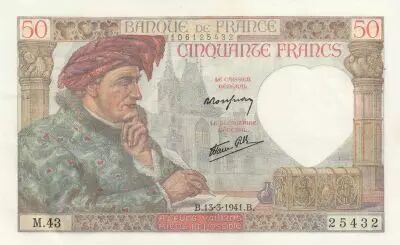 France 50 Francs - Jacques Coeur - 13-03-1941 - S�rie M.43