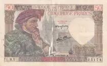 France 50 Francs - Jacques Coeur - 13-06-1940 - Serial R.1 - P.93