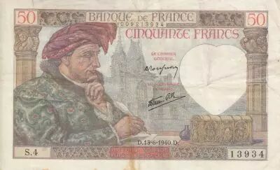 France 50 Francs - Jacques Coeur - 13-06-1940 - S�rie S.4