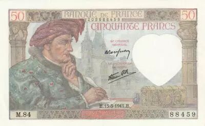 France 50 Francs - Jacques Coeur - 15-05-1941 - Serial M.84