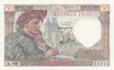 France 50 Francs - Jacques Coeur - 15-05-1942 - Serial K.169