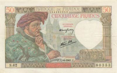 France 50 Francs - Jacques Coeur - 17-04-1941 - S�rie S.62