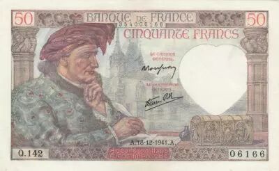 France 50 Francs - Jacques Coeur - 18-12-1941 - Serial Q.142