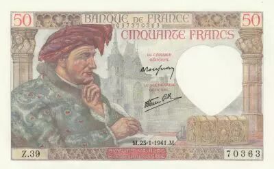 France 50 Francs - Jacques Coeur - 23-01-1941 - S�rie Z.39