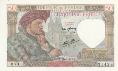 France 50 Francs - Jacques Coeur - 24-04-1941 - Serial B.70