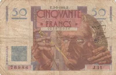 France 50 Francs - Le Verrier - 02-05-1946 - Serial J.11